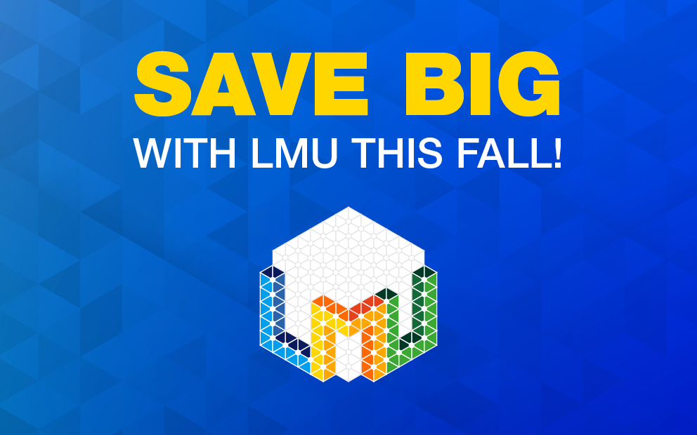 LMU logo on blue background