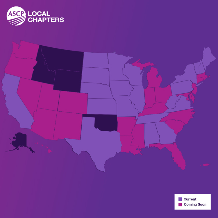 Map of all ASCP local chapters