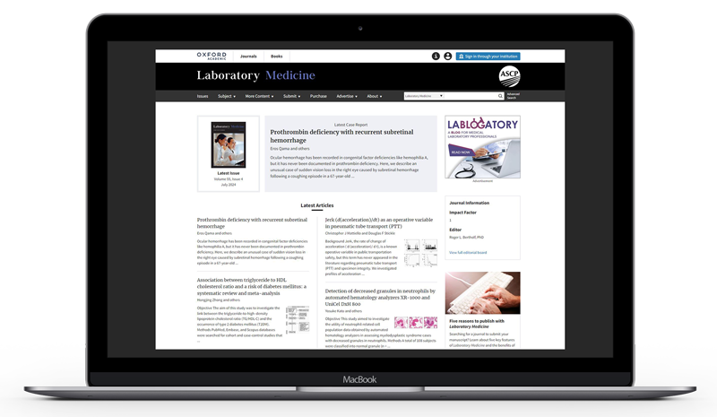 Screenshot of Lab Med's homepage